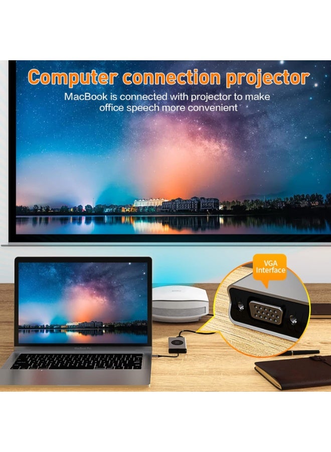 ميذ محول MT-9888W USB-C HUB Dongle مع شحن لاسلكي، محطة إرساء 13 في 1 تدعم دقة 4K بمعدل 30 هرتز، HDMI، VGA، منفذي USB 3.0، منفذي USB-C 3.0 و2.0، منفذ بطاقة SD/TF، ​​ومنفذ AUX 3.5 ملم، متوافق مع MacBook Pro وأجهزة الكمبيوتر المحمولة الأخرى. - Image 5